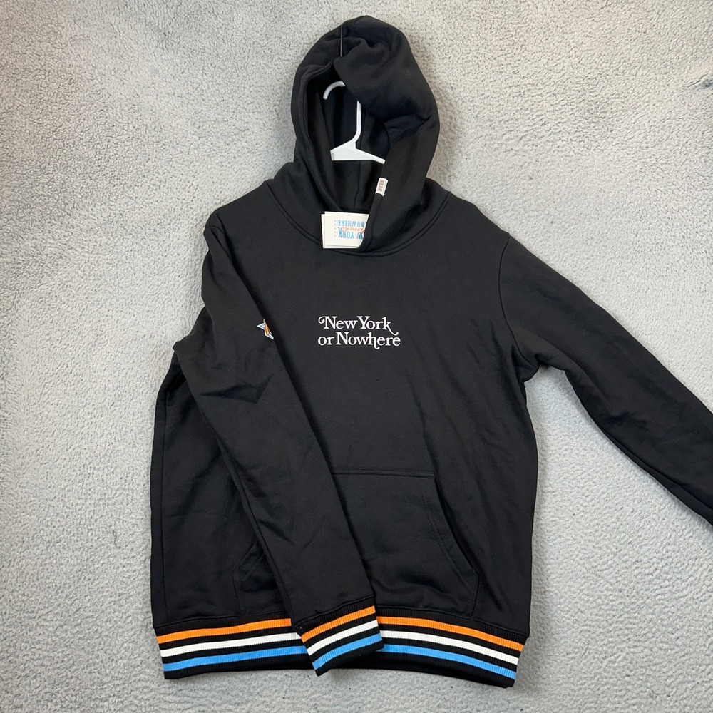 NEW New York Knicks NYON Hoodie Mens Medium Motto Black NBA Basketball Pullover